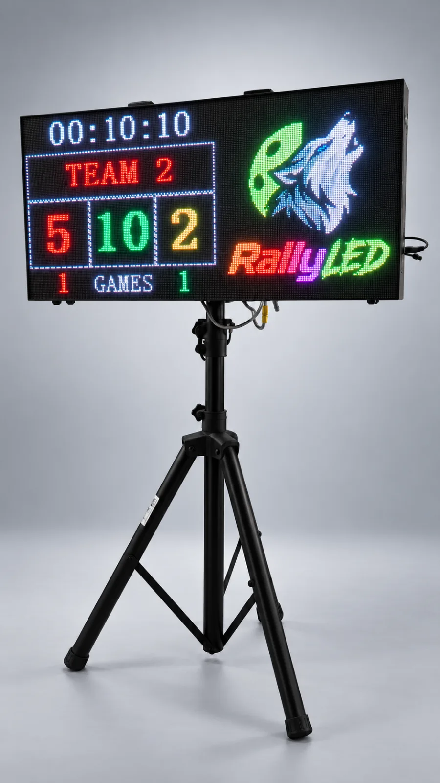RALLYLED Club en vista Team de pickleball: TEAM 2, 5 10 2, con el logo en la ventana de publicidad